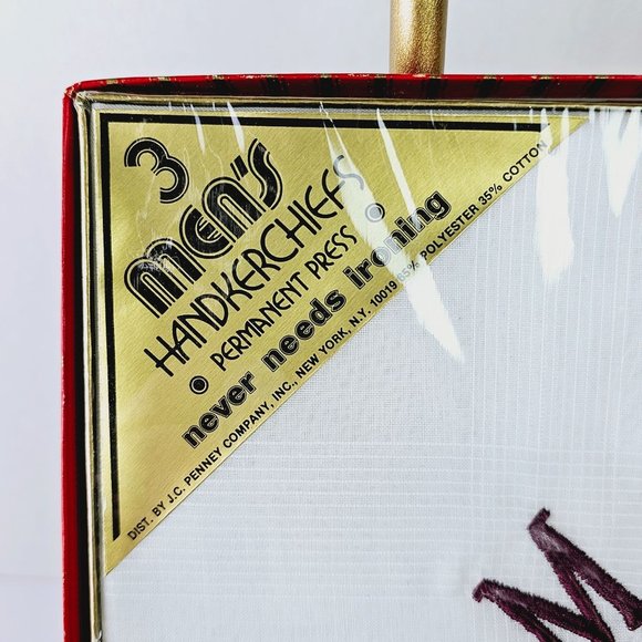 Men's Handkerchiefs Permanent Press, Monogram "M", Set of 3 - Picture 2 of 6
